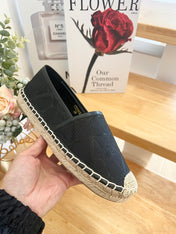 VALENTINO 26S SLIP ON SHOES IN BLACK JACQUARD CANVAS