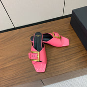 BALMAIN 26S B-BELT FLAT SANDALS IN PINK CALFSKIN