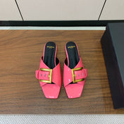BALMAIN 26S B-BELT FLAT SANDALS IN PINK CALFSKIN