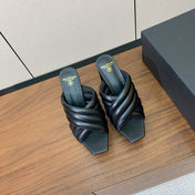 BALMAIN 26S QUILTED PLATFORM MULES 105 MM IN BLACK CALFSKIN