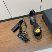 BALMAIN 26S LIP-EMBELLISHED HEELS 105 MM IN BLACK CALFSKIN WITH GOLD HARDWARE