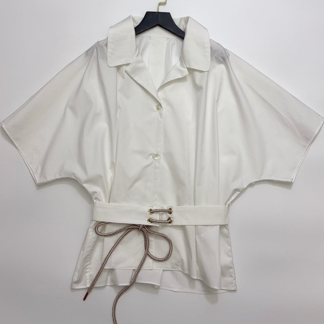 MAXMARA 26S SHORT-SLEEVE BELTED SHIRT 264