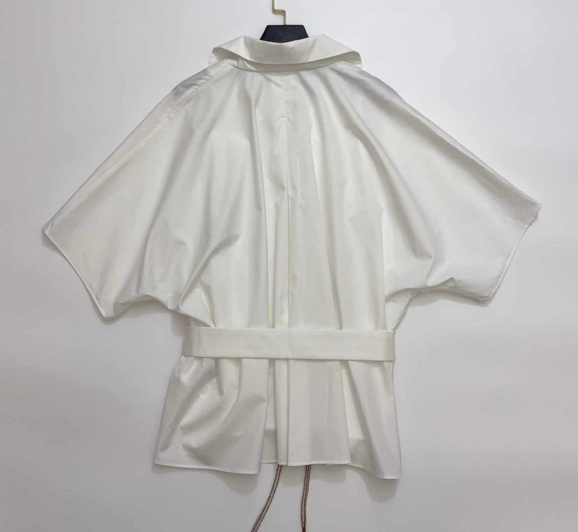MAXMARA 26S SHORT-SLEEVE BELTED SHIRT 264