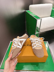 LV 26S MULE SNEAKERS IN CAMEL BEIGE SUEDE