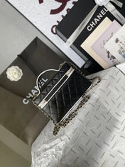 CHANEL 26S VANITY BAG 19 IN BLACK QUILTED LAMBSKIN SILVER HARDWARE