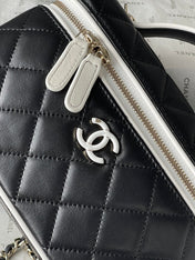 CHANEL 26S VANITY BAG 19 IN BLACK QUILTED LAMBSKIN SILVER HARDWARE
