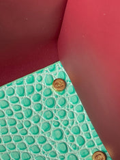 CHANEL 26S CERF TOTE BAG 39 IN MINT GREEN CALFSKIN CROCODILE EMBOSSED GOLD HARDWARE