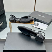 CC SLINGBACK 25S 25 MM IN BLACK LAMBSKIN WITH CHECK PATTERN