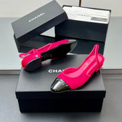 CC PONY HAIR SLINGBACK 25S IN PINK MIX BLACK GLOSSY LEATHER