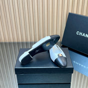 CHANEL 25S SLINGBACK FLATS IN WHITE CALFSKIN GOLD HARDWRE
