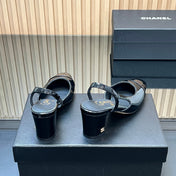 CHANEL 25S SLINGBACK SHOES IN BLACK GLOSSY CALFSKIN