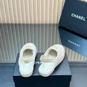 CHANEL 25S BACK STRAP MULE 15MM IN IVORY SUEDE AND WOOL GOLD HARDWARE