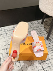 LV CHERRY HIGH HEELS 25S 55 MM IN LIGHT PINK DENIM STYLE 8