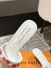 LV CHERRY HIGH HEELS 25S 55 MM IN WHITE CALFSKIN STYLE 11