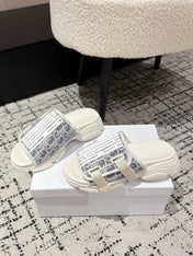 DIOR ADJUSTABLE STRAP SANDALS 25S 50 MM IN CREAM GREY FABRIC MIX WHITE CALFSKIN STYLE 3