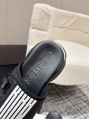 DIOR ADJUSTABLE STRAP SANDALS 25S 50 MM IN BLACK FABRIC MIX CALFSKIN STYLE 1