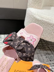 LV CHERRY HIGH HEELS 25S IN PINK CALFSKIN WITH BOW STYLE 17