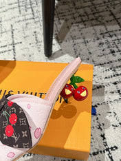 LV CHERRY HIGH HEELS 25S IN PINK CALFSKIN WITH BOW STYLE 17