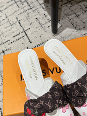 LV CHERRY HIGH HEELS 25S IN WHITE CALFSKIN WITH BOW STYLE 15