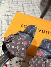 LV CHERRY HIGH HEELS 25S IN NAVY BLUE DENIM WITH BOW STYLE 2