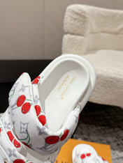 LV MIAMI-STYLE SANDALS 25S IN WHITE FABRIC AND CALFSKIN