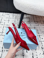 PRADA 26S SLINGBACK PUMPS 60MM IN DARK RED PATENT CALFSKIN