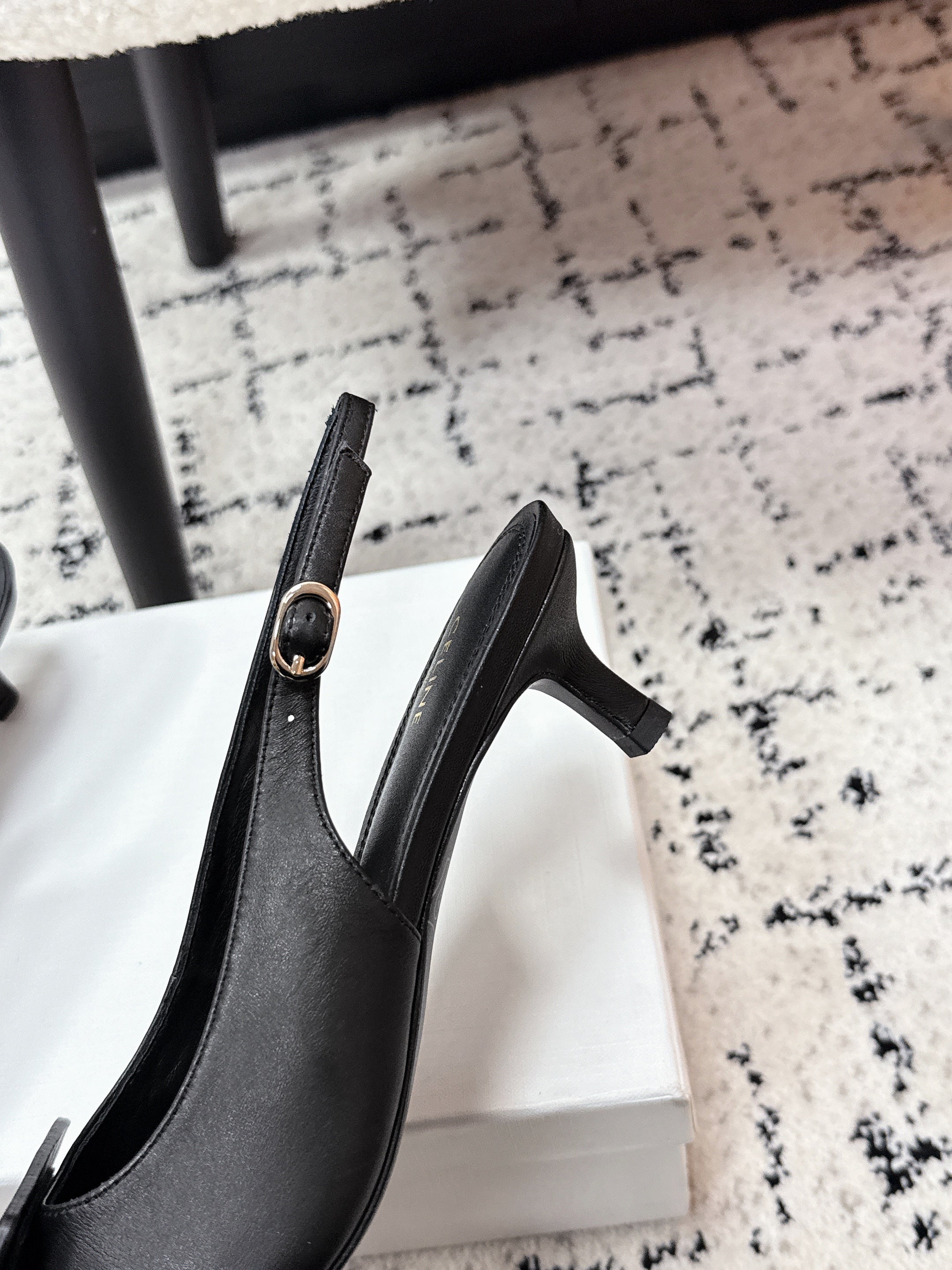CELINE 26S HIGH-HEEL SLINGBACK 35 MM IN BLACK CALFSKIN