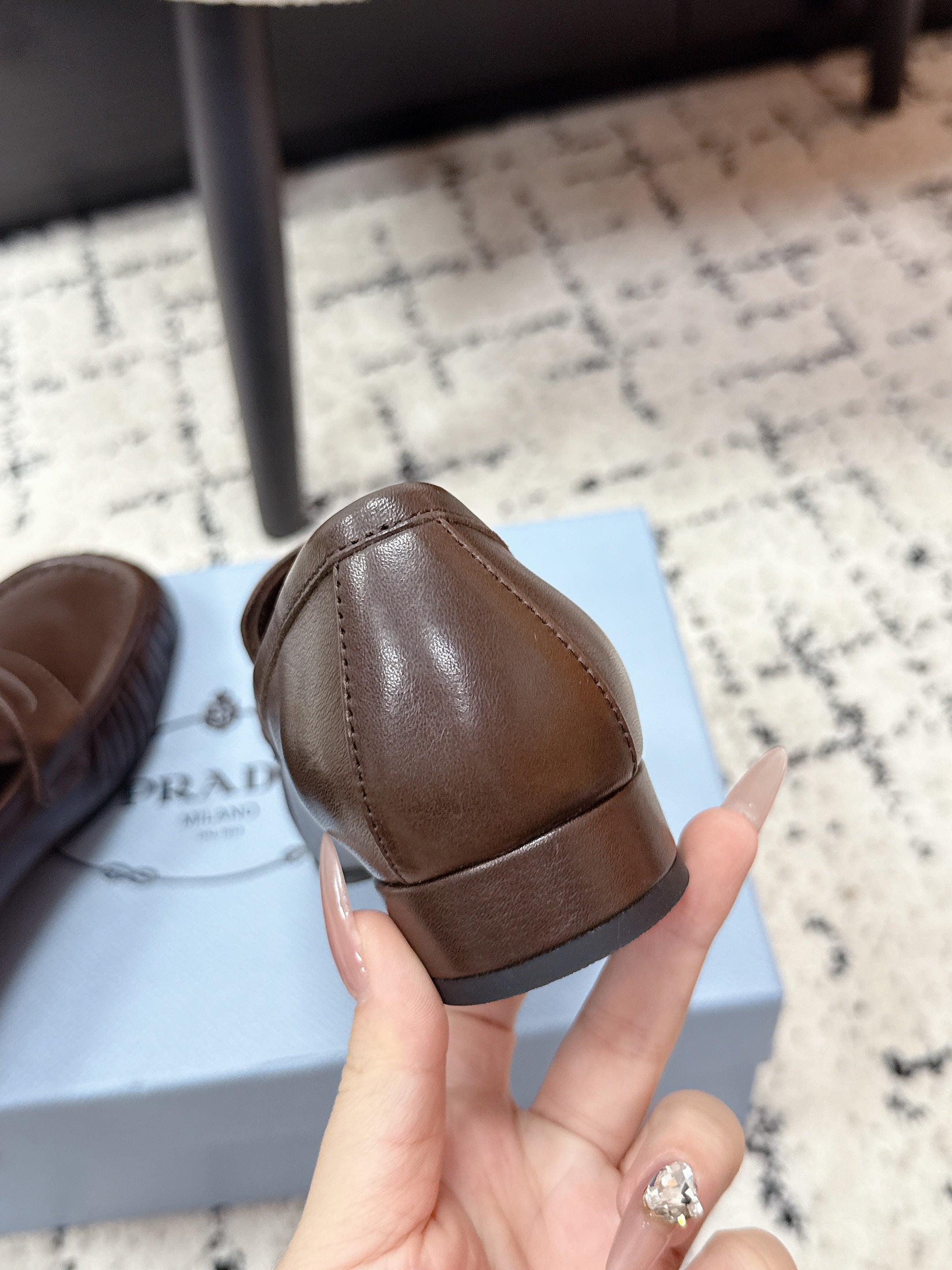 PRADA 26S LOAFERS 25MM IN DARK BROWN CALFSKIN