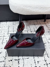ALAIA 26S POINTED-TOE HEELS 90 MM IN DARK RED PATENT CALFSKIN