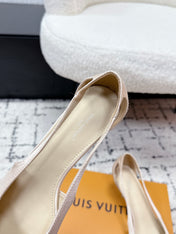LV 26S SLINGBACK PUMPS 50MM IN NUDE PINK SATIN WITH BOW