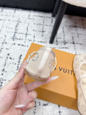 LV 26S MARY JANE FLATS IN BEIGE EMBROIDERED FABRIC MESH
