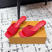 LV 26S 6 AM MULE 55MM IN RED EMBROIDERED FABRIC