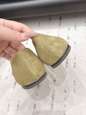 THE ROW 26S BALLET FLATS IN OLIVE BROWN SUEDE