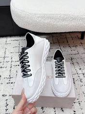 JIMMY CHOO 26S SNEAKERS IN WHITE SUEDE WITH BLACK LACES