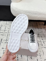 JIMMY CHOO 26S SNEAKERS IN WHITE SUEDE WITH BLACK LACES