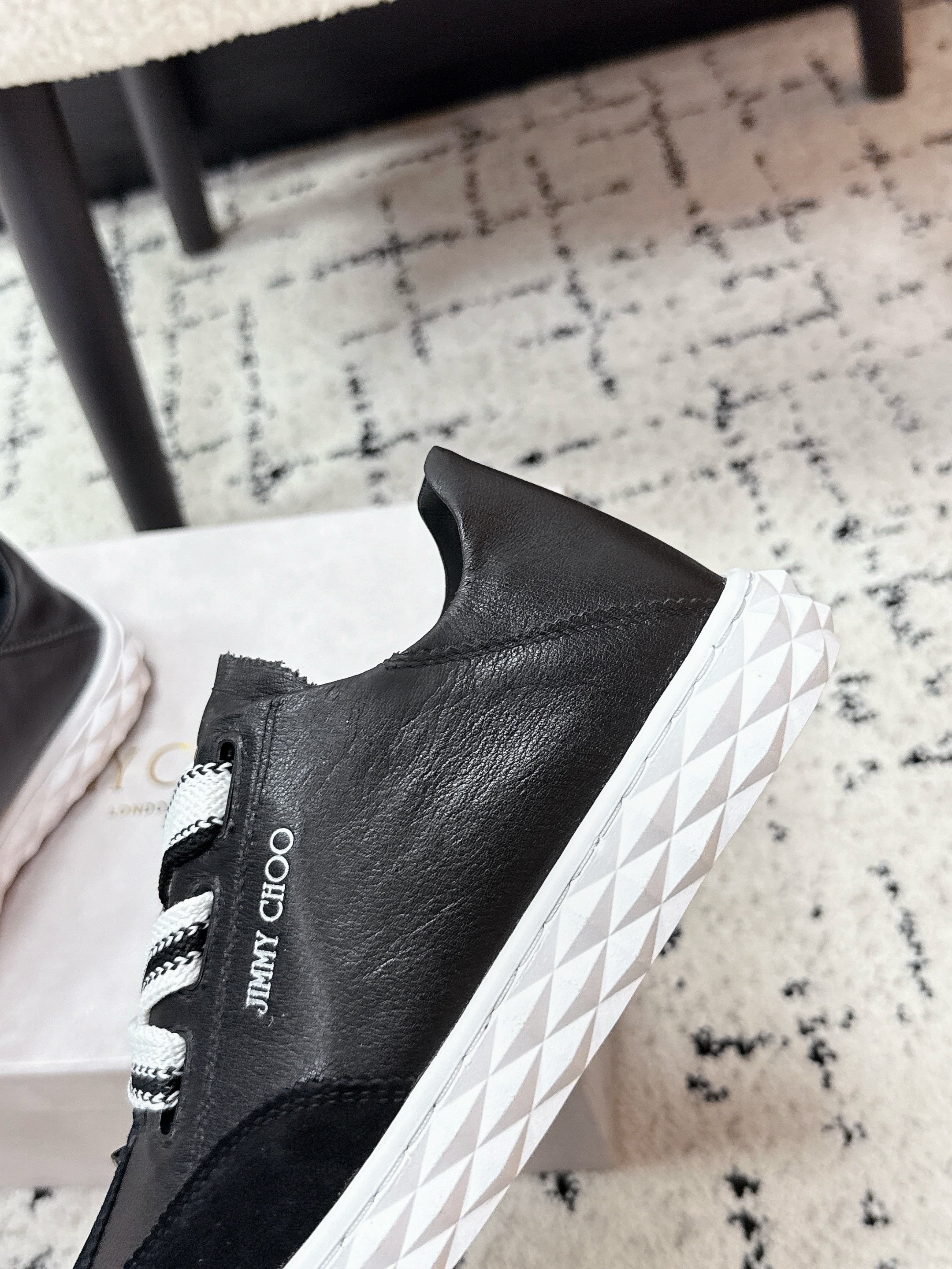 JIMMY CHOO 26S SNEAKERS IN BLACK CALFSKIN AND SUEDE