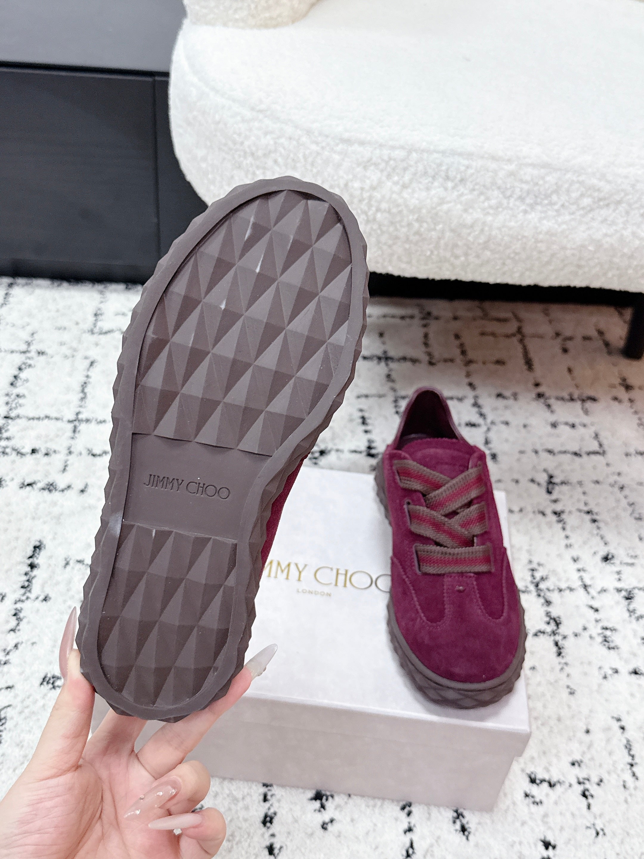 JIMMY CHOO 26S SNEAKERS IN DARK RED SUEDE