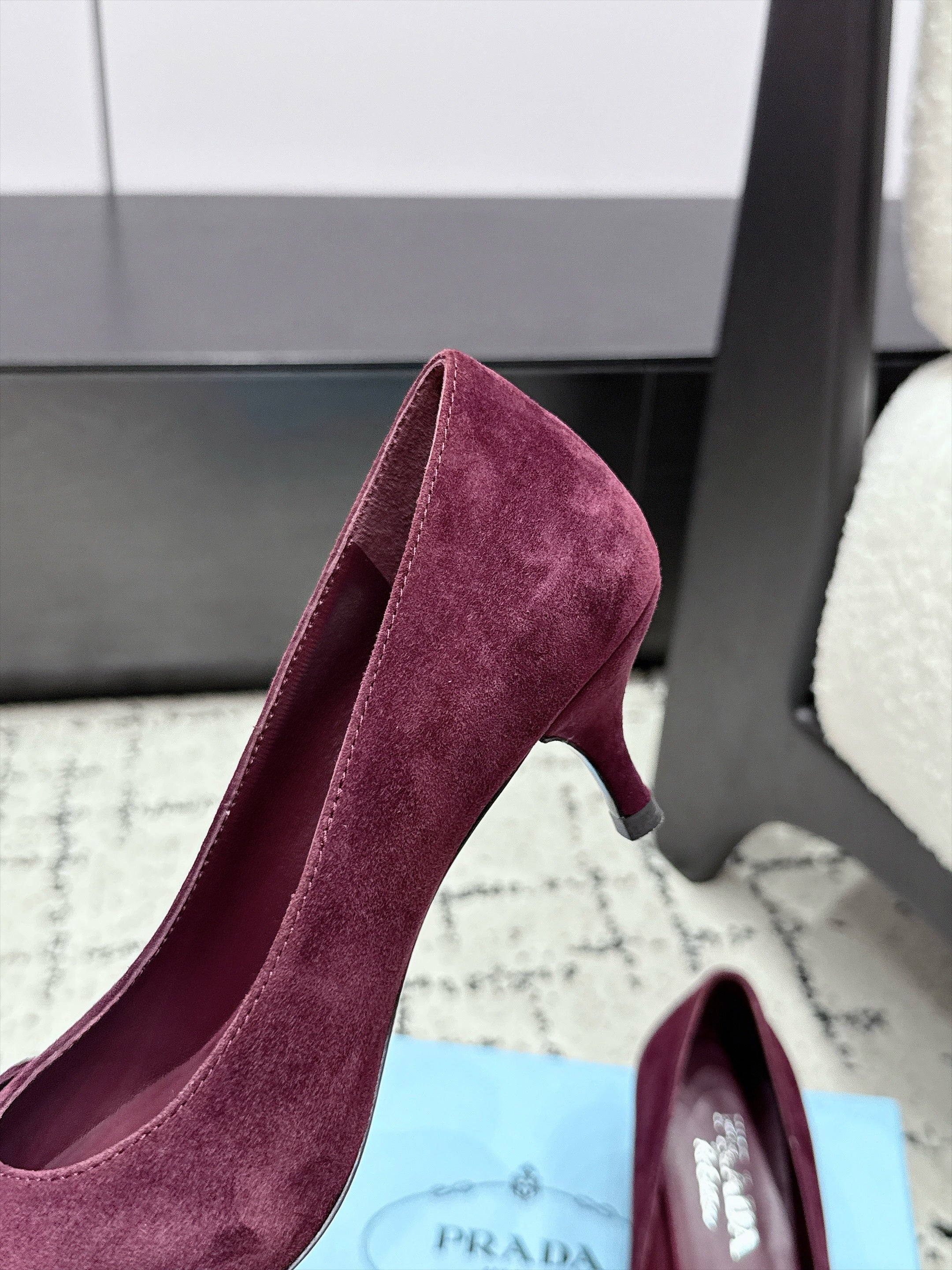 PRADA 26S HIGH HEELS 55 MM IN BURGUNDY SUEDE