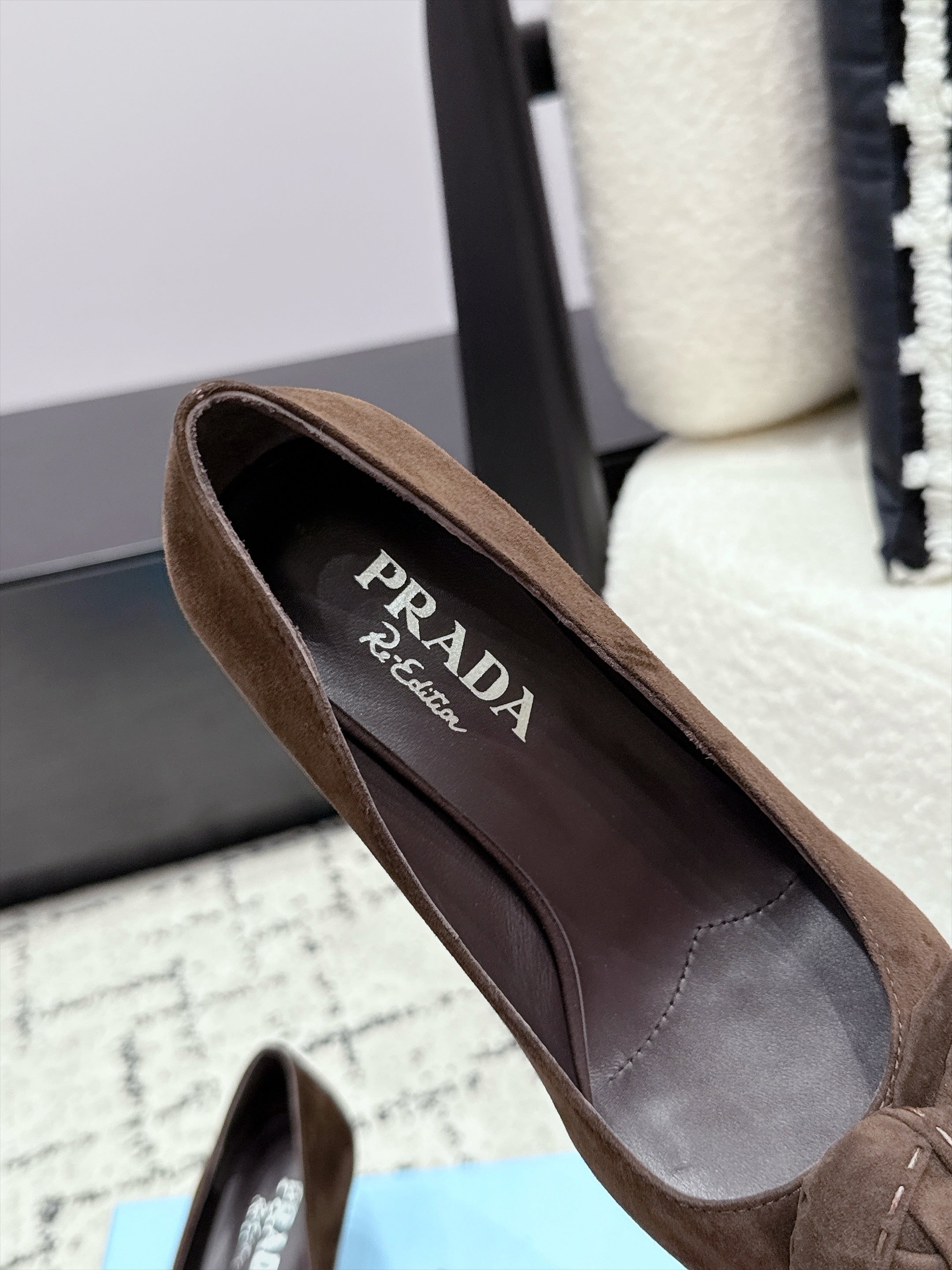 PRADA 26S HIGH HEELS 55 MM IN DARK BROWN SUEDE