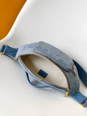 LV 25S RUSH BUMBAG 30 IN BLUE CANVAS DAMIER DENIM