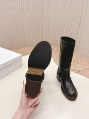 CHLOÉ 26S BOOTS 45 MM IN BLACK CALFSKIN
