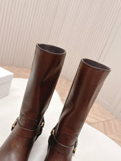 CHLOÉ 26S BOOTS 45 MM IN DARK BROWN CALFSKIN