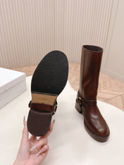 CHLOÉ 26S BOOTS 45 MM IN DARK BROWN CALFSKIN