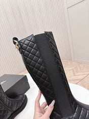 CHANEL KNEE-HIGH BOOTS 25S IN BLACK LAMBSKIN