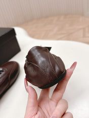 PRADA 26S MARY JANE SHOES IN DARK BROWN CALFSKIN