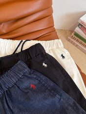 COTTON SHORTS WITH PONY EMBROIDERY NAVY 265773