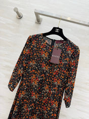 GUCCI 26S LONG-SLEEVE FLORAL A-LINE DRESS 399