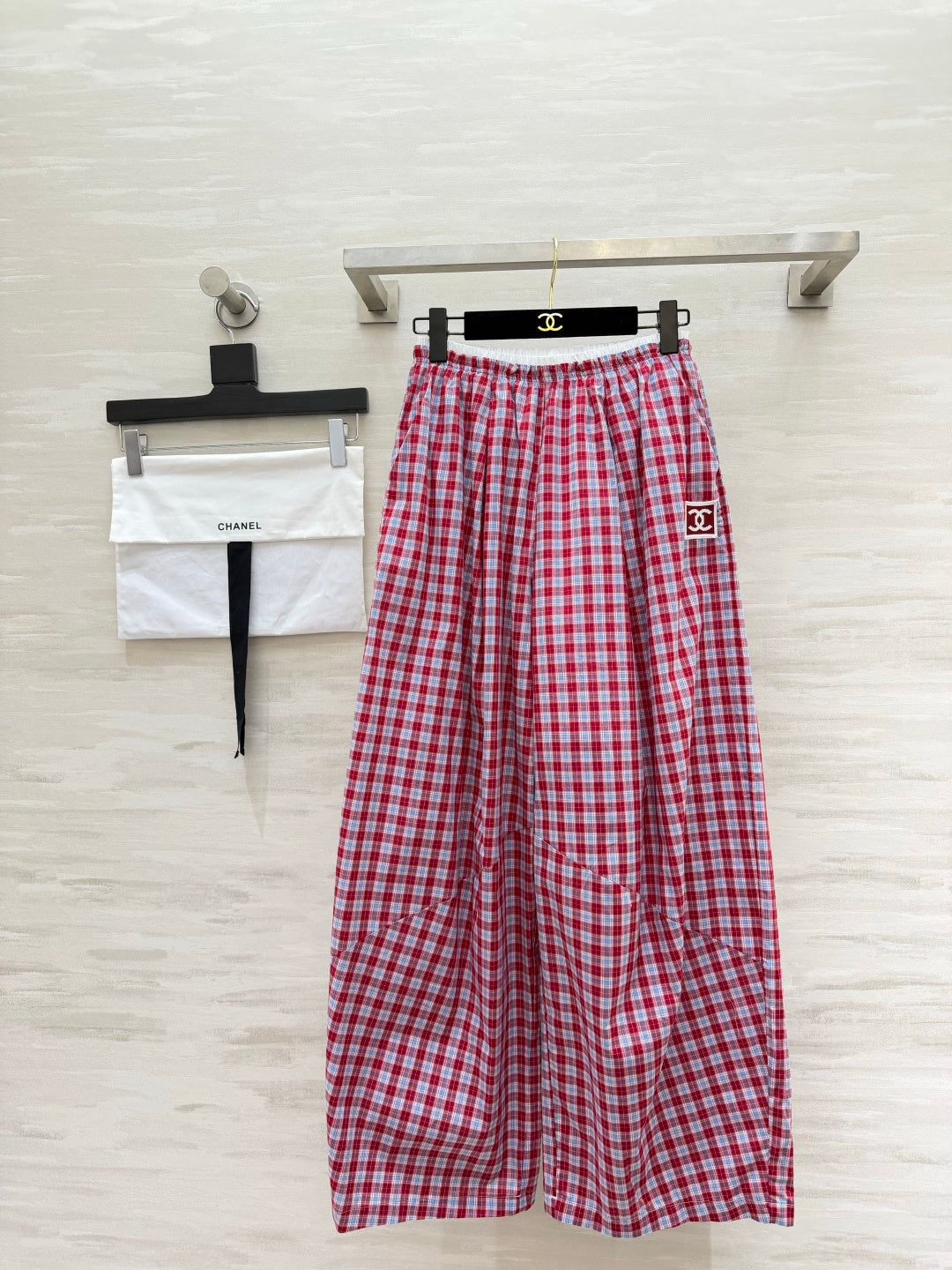 CHANEL 26S PLAID WIDE-LEG PANTS 1445