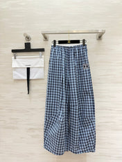 CHANEL 26S PLAID WIDE-LEG PANTS 1444
