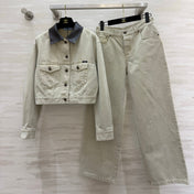 PRADA 26S DENIM JACKET AND WIDE-LEG JEANS SET 1236